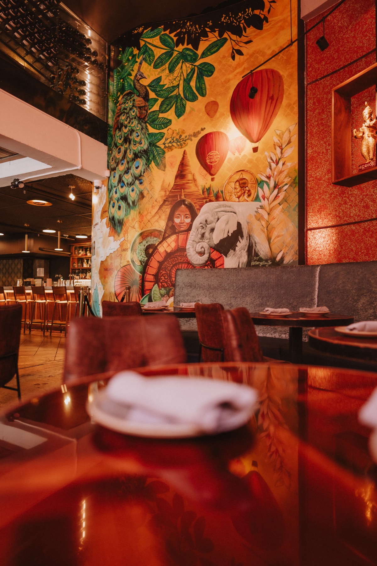 Burma Love — vibrant mural dining room